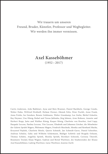 Traueranzeige von Axel Kasseböhmer von Süddeutsche Zeitung