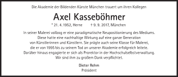Traueranzeige von Axel Kasseböhmer von Süddeutsche Zeitung