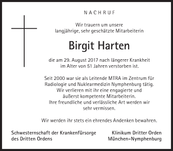 Traueranzeige von Birgit Harten von Süddeutsche Zeitung