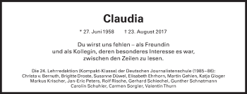 Traueranzeige von Claudia Kirsch von Süddeutsche Zeitung