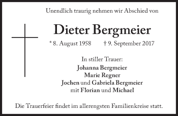 Traueranzeige von Dieter Bergmeier von Süddeutsche Zeitung