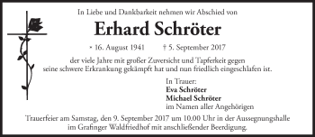 Traueranzeige von Erhard Schröter von Süddeutsche Zeitung