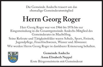 Traueranzeige von Georg Roger von Süddeutsche Zeitung