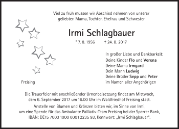 Traueranzeige von Irmi Schlagbauer von Süddeutsche Zeitung