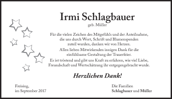 Traueranzeige von Irmi Schlagbauer von Süddeutsche Zeitung