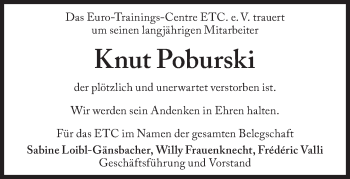 Traueranzeige von Knut Poburski von Süddeutsche Zeitung