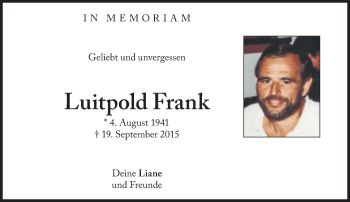 Traueranzeige von Luitpold Frank von Süddeutsche Zeitung