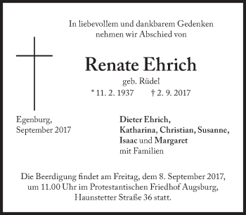 Traueranzeige von Renate Ehrich von Süddeutsche Zeitung