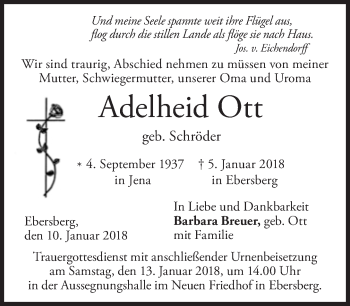 Traueranzeige von Adelheid Ott von Süddeutsche Zeitung