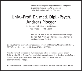 Traueranzeige von Andreas Ploeger von Süddeutsche Zeitung