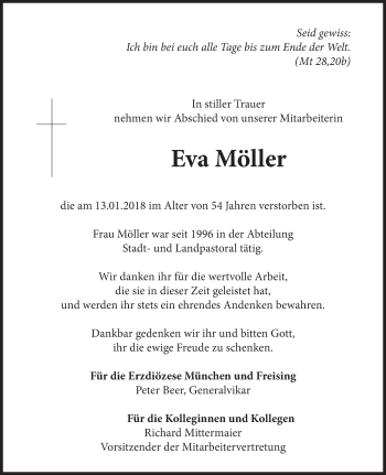 Traueranzeige von Eva Möller von Süddeutsche Zeitung