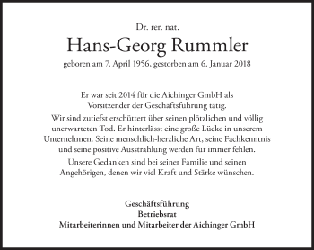 Traueranzeige von Hans-Georg Rummler von Süddeutsche Zeitung