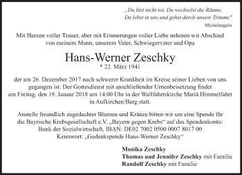 Traueranzeige von Hans-Werner Zeschky von Süddeutsche Zeitung