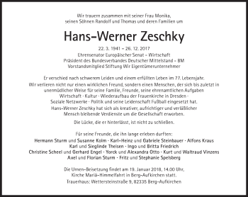 Traueranzeige von Hans-Werner Zeschky von Süddeutsche Zeitung