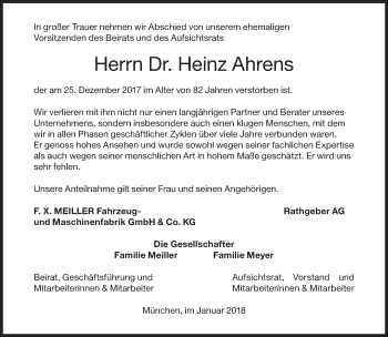 Traueranzeige von Heinz Ahrens von Süddeutsche Zeitung