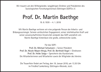 Traueranzeige von Martin Baethge von Süddeutsche Zeitung