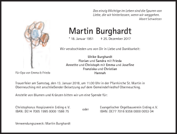 Traueranzeige von Martin Burghardt von Süddeutsche Zeitung