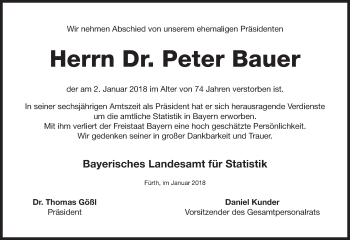 Traueranzeige von Peter Bauer von Süddeutsche Zeitung
