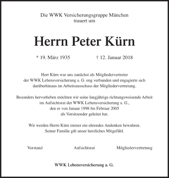 Traueranzeige von Peter Kürn von Süddeutsche Zeitung