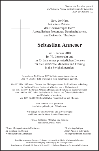 Traueranzeige von Sebastian Anneser von Süddeutsche Zeitung