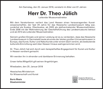 Traueranzeige von Theo Jülich von Süddeutsche Zeitung