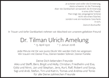 Traueranzeige von Tilman Ulrich Amelung von Süddeutsche Zeitung