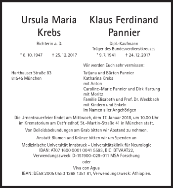 Traueranzeige von Klaus Ferdinand Pannier von Süddeutsche Zeitung