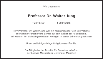 Traueranzeige von Walter Jung von Süddeutsche Zeitung