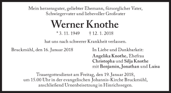 Traueranzeige von Werner Knothe von Süddeutsche Zeitung