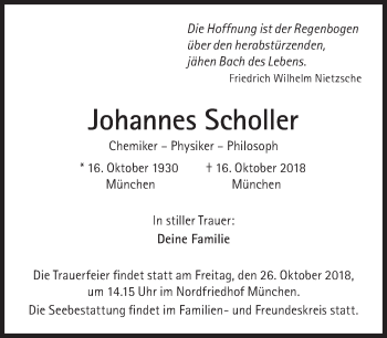 Traueranzeige von Johannes Scholler von Süddeutsche Zeitung