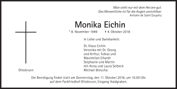 Traueranzeige von Monika Eichin von Süddeutsche Zeitung