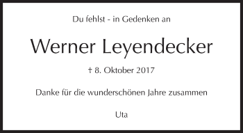 Traueranzeige von Werner Leyendecker von Süddeutsche Zeitung