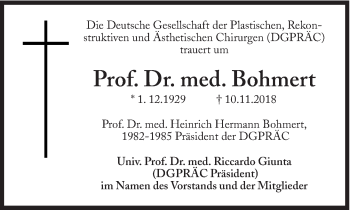 Traueranzeige von Heinrich Hermann Bohmert von Süddeutsche Zeitung