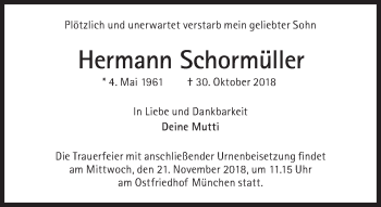 Traueranzeige von Hermann Schormüller von Süddeutsche Zeitung