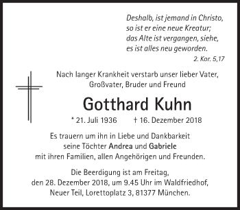Traueranzeige von Gotthard Kuhn von Süddeutsche Zeitung