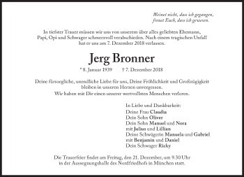 Traueranzeige von Jerg Bronner von Süddeutsche Zeitung