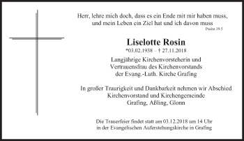 Traueranzeige von Liselotte Rosin von Süddeutsche Zeitung