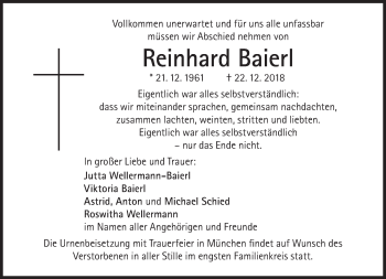 Traueranzeige von Reinhard Baierl von Süddeutsche Zeitung