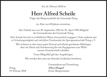 Traueranzeige von Alfred Scheile von Süddeutsche Zeitung