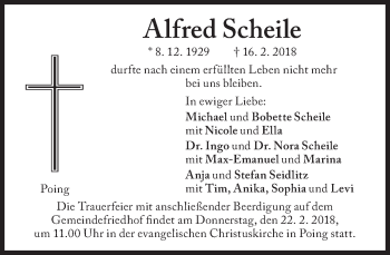 Traueranzeige von Alfred Scheile von Süddeutsche Zeitung