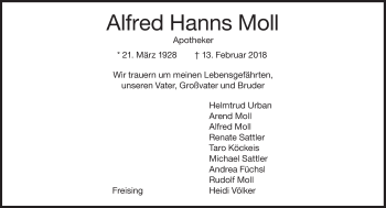 Traueranzeige von Alfred Hanns Moll von Süddeutsche Zeitung