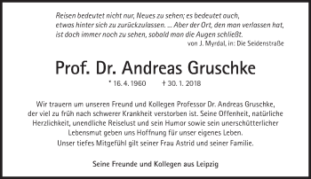 Traueranzeige von Andreas Gruschke von Süddeutsche Zeitung