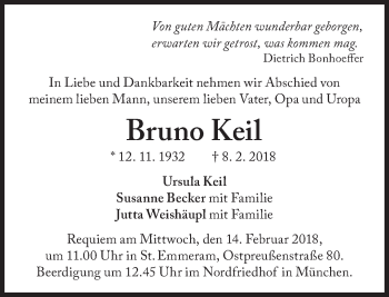 Traueranzeige von Bruno Keil von Süddeutsche Zeitung