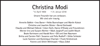 Traueranzeige von Christina Modi von Süddeutsche Zeitung