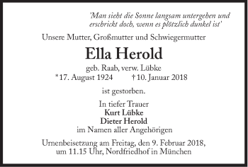 Traueranzeige von Ella Herold von Süddeutsche Zeitung