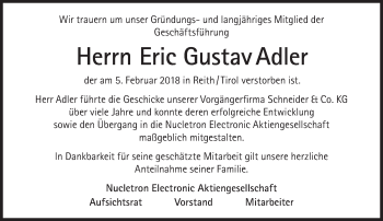 Traueranzeige von Eric Gustav  Adler von Süddeutsche Zeitung