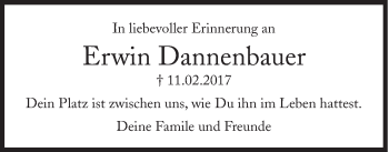 Traueranzeige von Erwin Dannenbauer von Süddeutsche Zeitung
