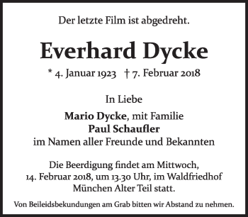 Traueranzeige von Everhard Dycke von Süddeutsche Zeitung
