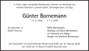 Traueranzeige von Günter Bornemann von Süddeutsche Zeitung