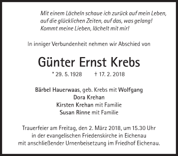 Traueranzeige von Günter Ernst Krebs  von Süddeutsche Zeitung